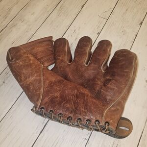 Vintage Sonnett Leather Baseball Glove Mitt Barney McCosky Model Button Strap OK